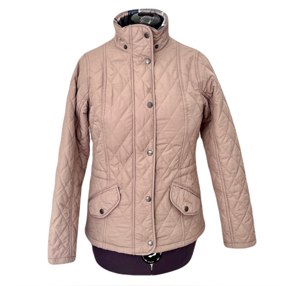 Barbour Beige Tartan Collection ‘Millfire Quilted Jacket’, Size 8
